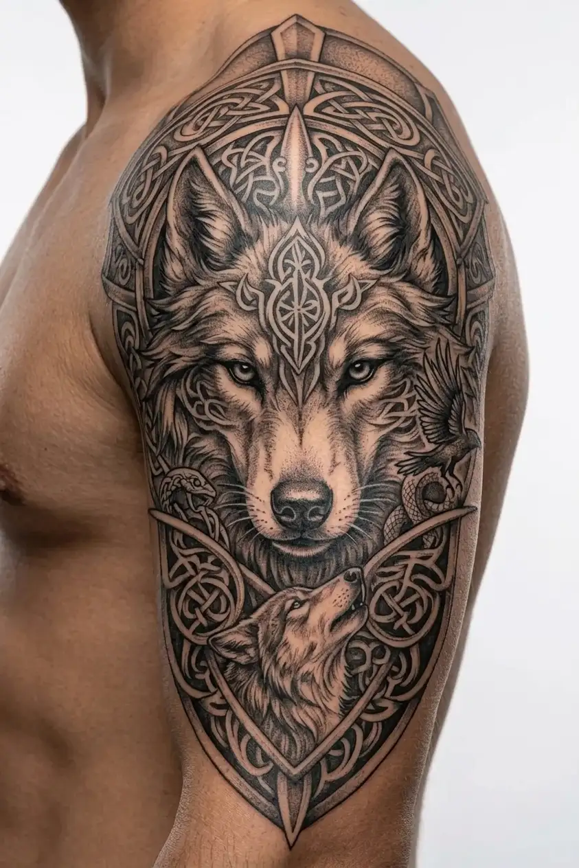 Black and grey tattoo artwork