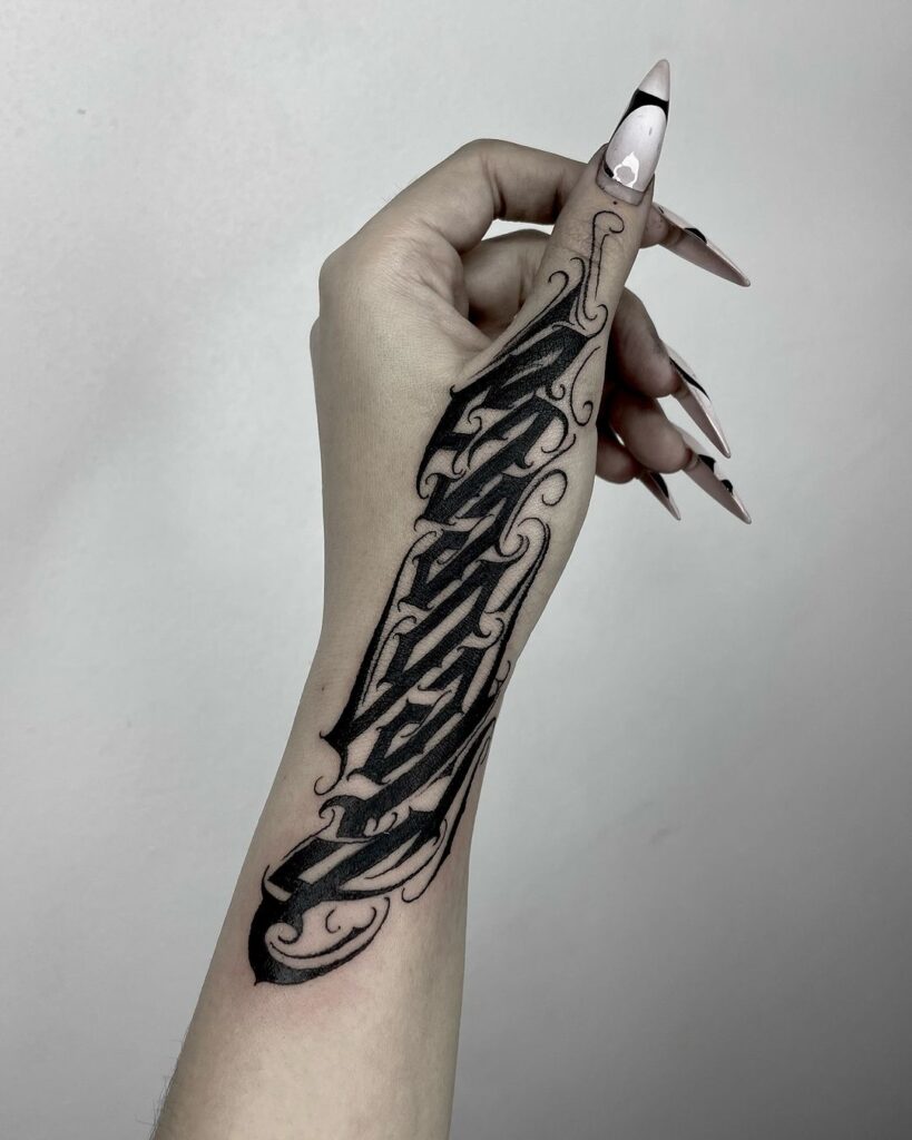 Custom lettering tattoo artwork